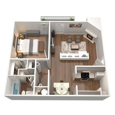 1 Bed 1 Bath Floor Plan | 645 Sq. Ft. at The Annaline in Nashville, 37217